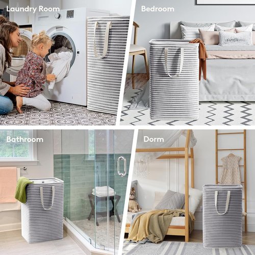 Lifewit 4-Pack Laundry Basket - 80L Each, Collapsible Hamper with Reinforced Handles | Waterproof Design in Black