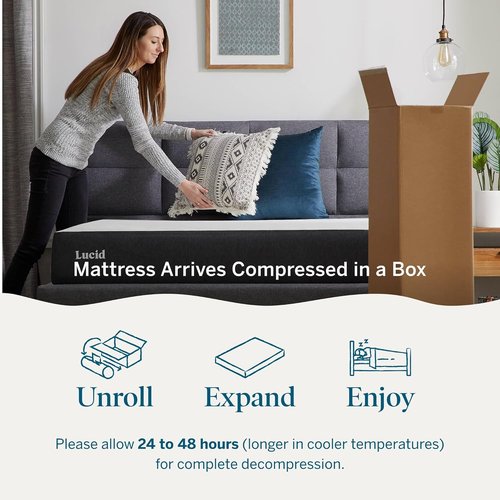 Lucid 8 Inch Memory Foam Mattress - Medium Firm - Bamboo Charcoal & Cooling Gel - Twin Size