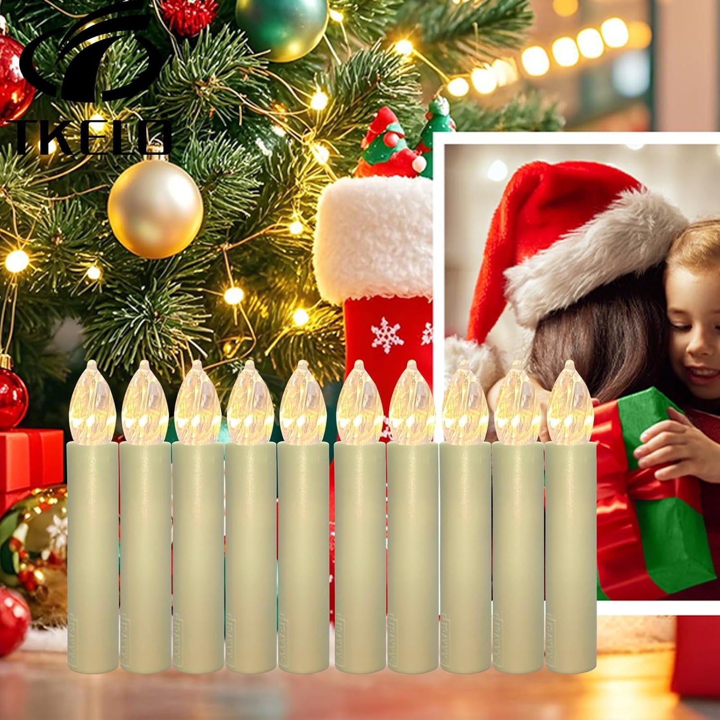 **Regine Switzerland Flameless LED Clip Candles - Battery Operated with Remote Timer | 10-Pack for Holiday Décor**