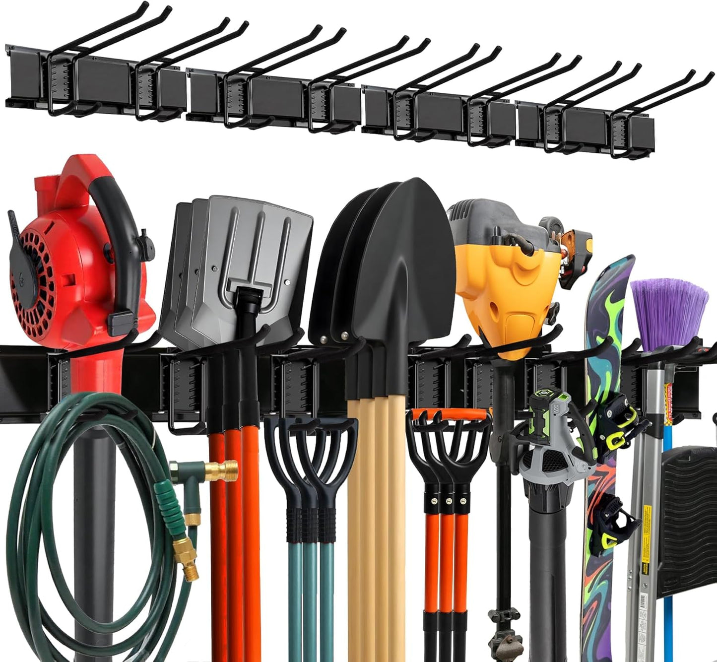TIDYME Garage Wall Organizer - 64" Heavy-Duty Tool Storage Rack | Adjustable Double-Layer Hooks | 400 lbs Capacity