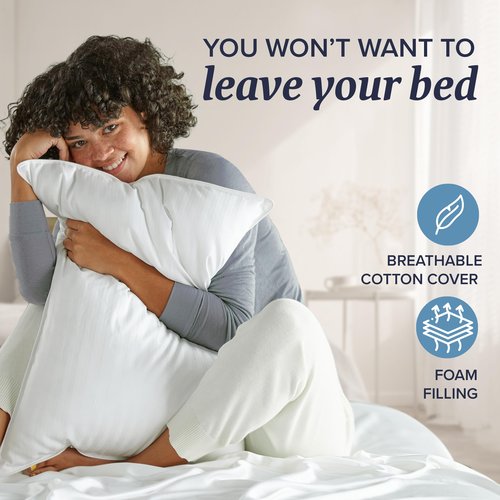 Beckham Hotel Collection Shredded Memory Foam Pillow 2-Pack Queen | Adjustable Fill Cooling Bed Pillows for Side, Back & Stomach Sleepers