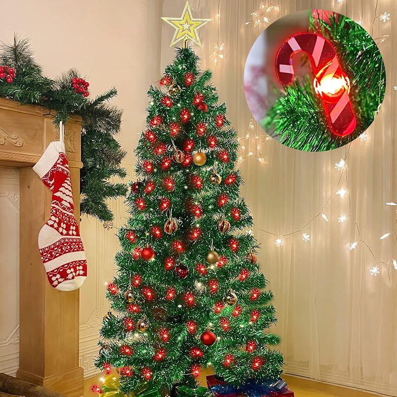 Candy Cane String Lights 26.2 Ft 80LED Remote Battery Xmas Decor Warm White
