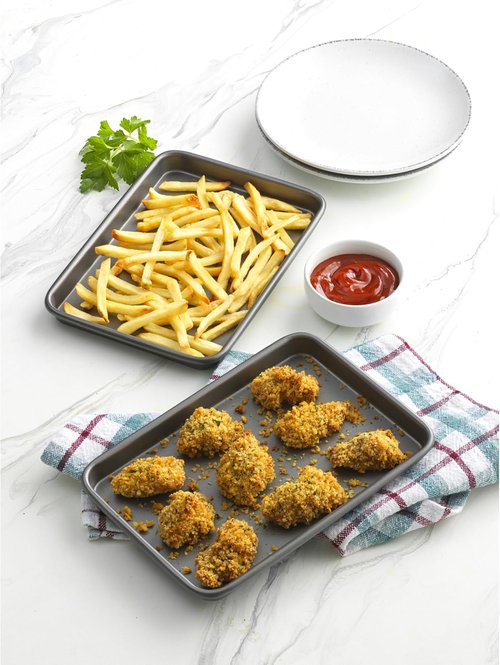 GoodCook Nonstick Steel Toaster Oven Baking Sheets - Set of 2, 9" x 6.2", Gray Finish