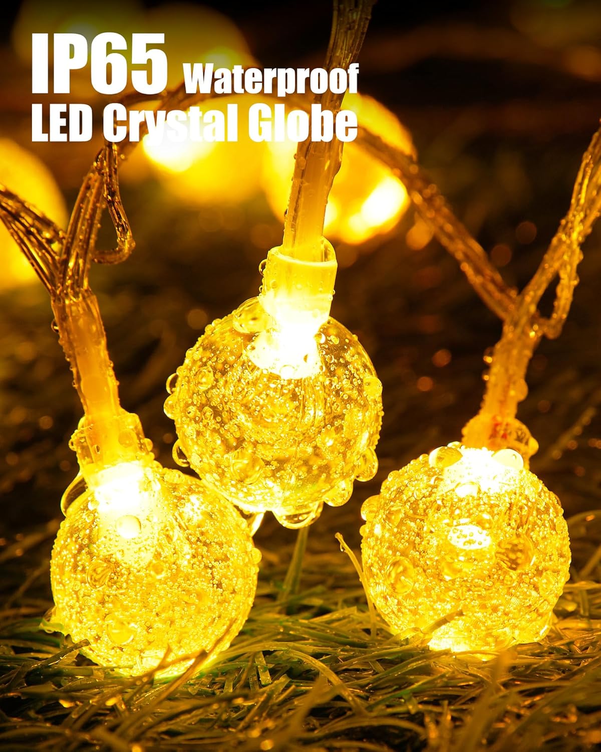Minetom Crystal Globe String Lights - 33 ft 100 LED Color Changing Fairy Lights with Remote & Timer | Waterproof for Bedroom, Tent, or Party