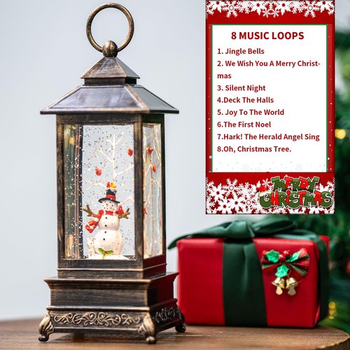 Christmas Snow Globes, Snowman Cardinal Music Water Lantern, Holiday Decorations Gifts for Family Children or Friends