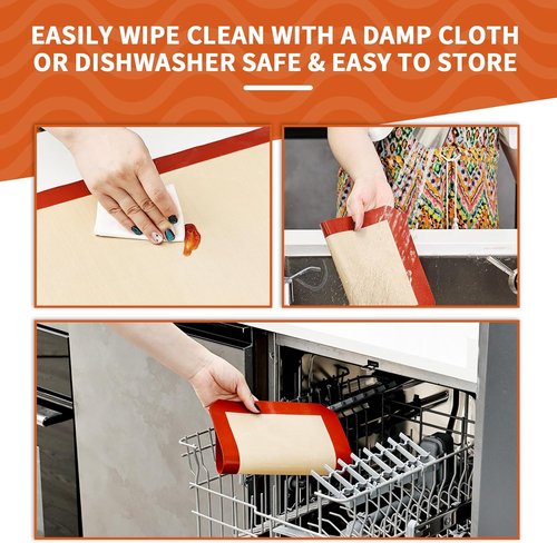 KitchenRaku Silicone Baking Mats - 2-Pack Reusable Nonstick Sheets, 16.5"x11.6", BPA Free for Cookies & Pastry