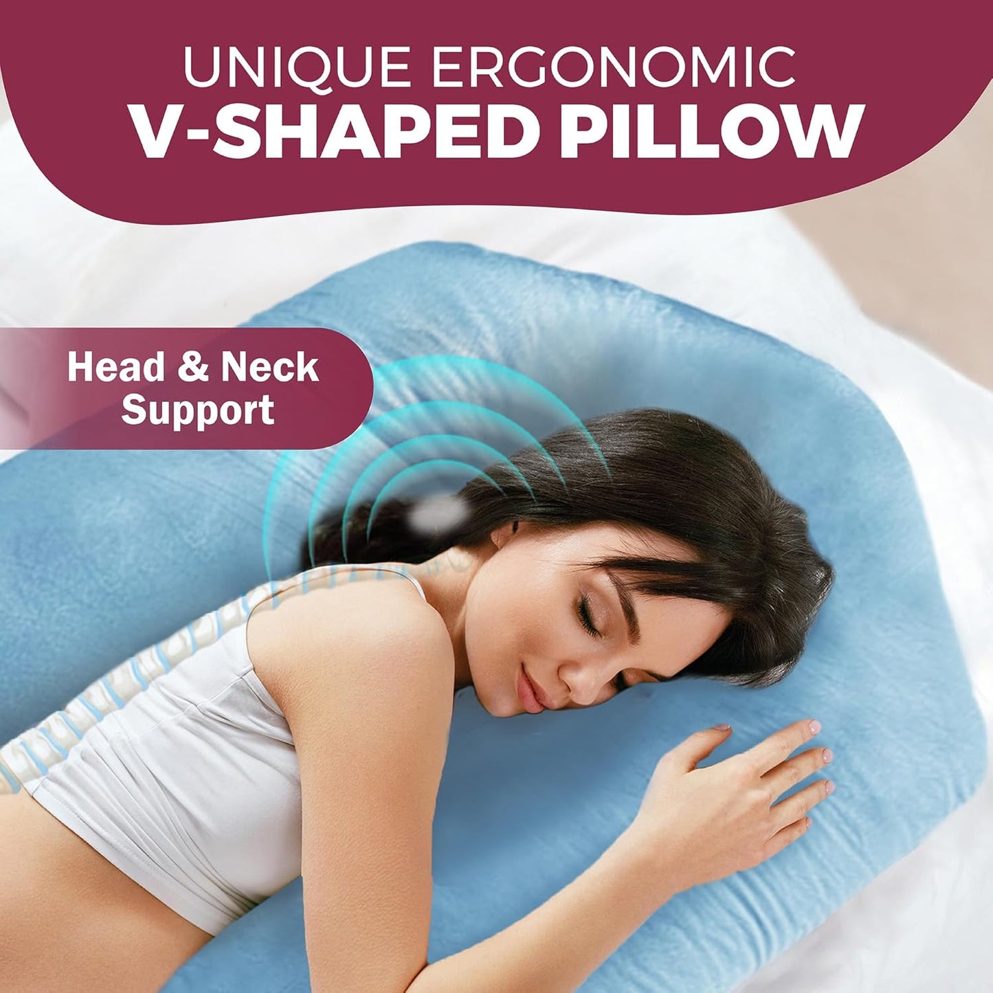 PILLANI Pregnancy Pillow - V C U Shaped 57-Inch Full Body Support with Removable Washable Cover | Cooling Maternity Comfort