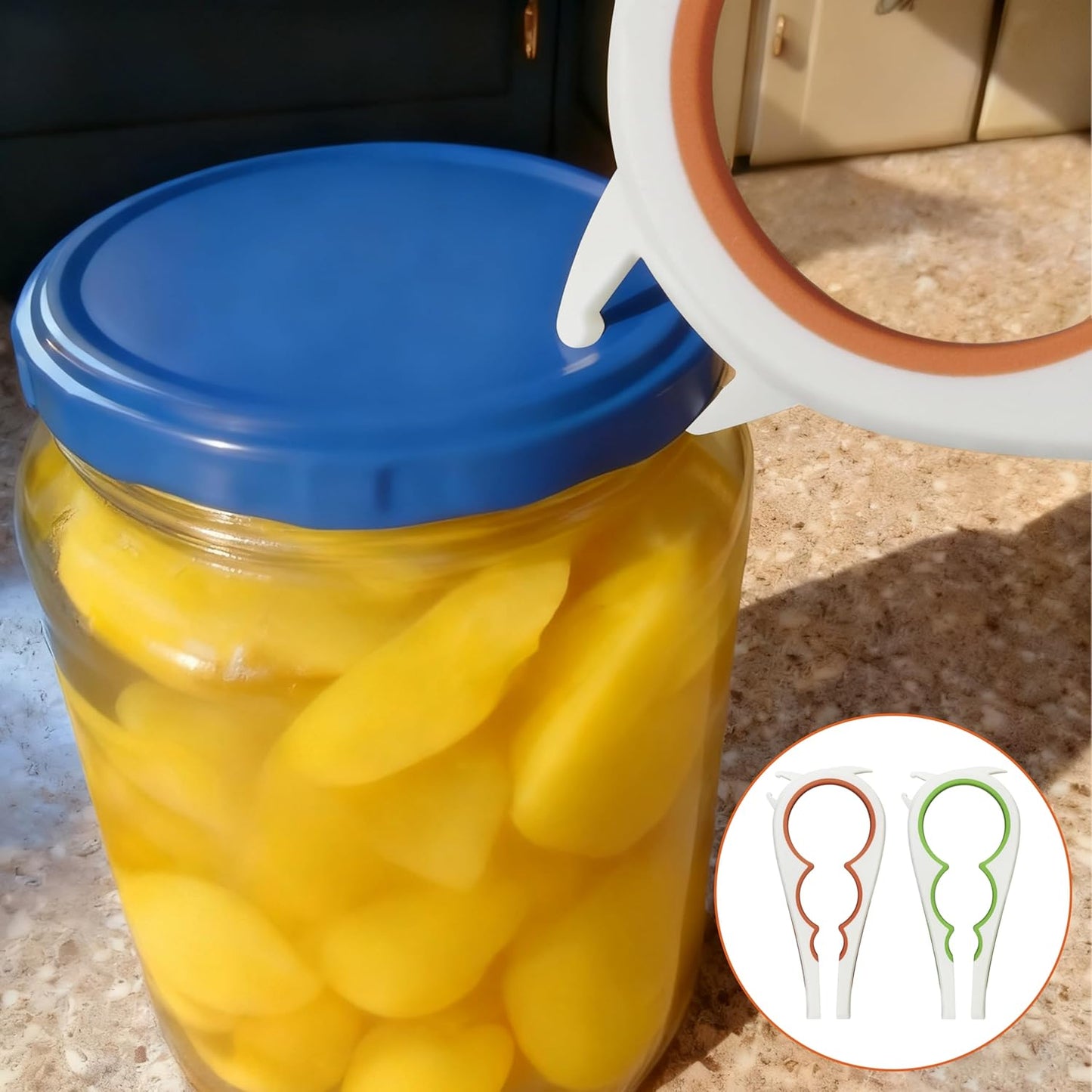 Skiennix Jar Opener & Can Opener - 5-in-1 Tool for Weak Hands, Ideal for Seniors with Arthritis