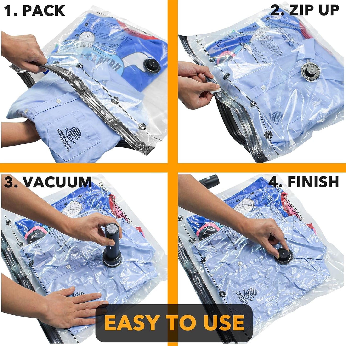 SpaceAid Vacuum Seal Bags - 18 Pack Travel Compression Bags with Electric Pump for Clothing & Luggage