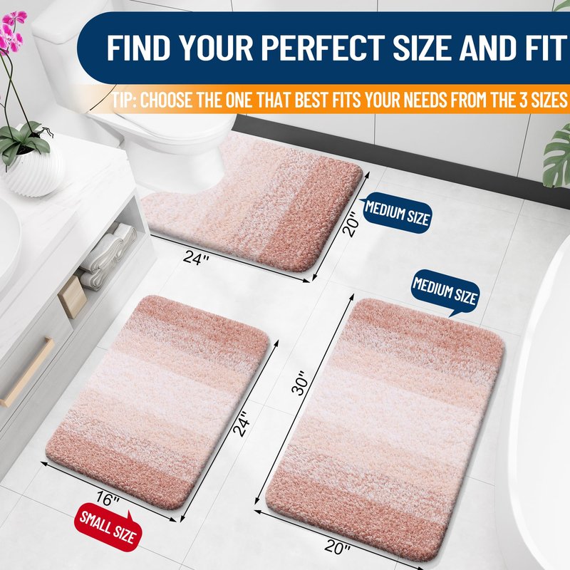 OLANLY Bathroom Runner Rugs Mat 44x24, Extra Soft Absorbent Microfiber Bath Rugs, Rubber Backing, Quick Dry, Washable Long Bath Mats for Bathroom Floor, Tub and Shower, Home Decor Accessories, Peach
