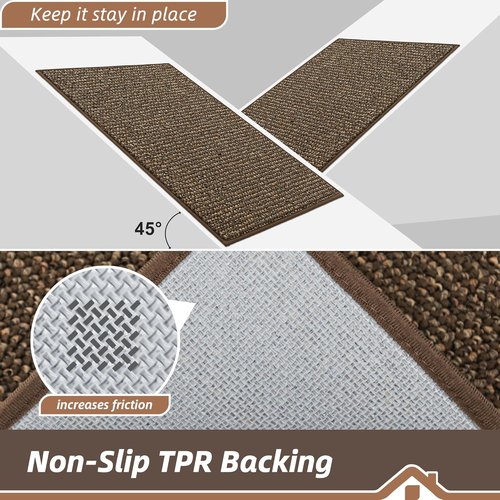 BEQHAUSE Dirt Trapper Door Mat - Non-Slip, Washable, Absorbent 32" x 48" Entrance Mat | Brown