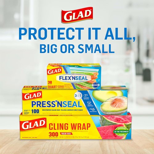 Glad Press'N Seal Food Plastic Wrap - 70 Sq Ft Roll for Freshness & Easy Storage