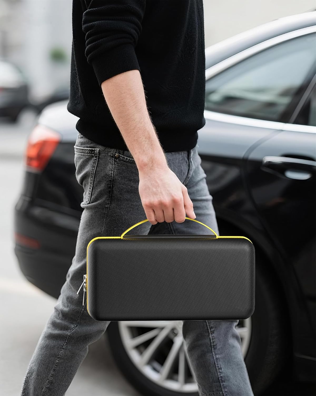 ProCase Hard Case for Fanttik Slim V8/V10 Cordless Car Vacuum - Portable Organizer with Mesh Pocket, Black