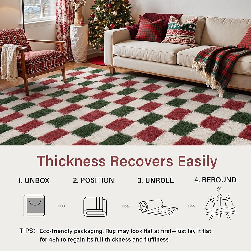 Christmas 4' x 6' Area Rug for Kids Room - Soft Fluffy Shag Carpet (Variation: Christmas+4' x 6' Rectangular)