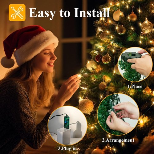 Btfarm Christmas Tree Lights - 400 LED Remote Fairy Lights | 6.6FT Waterproof, Dimmable, 8 Modes for Indoor/Outdoor Decor