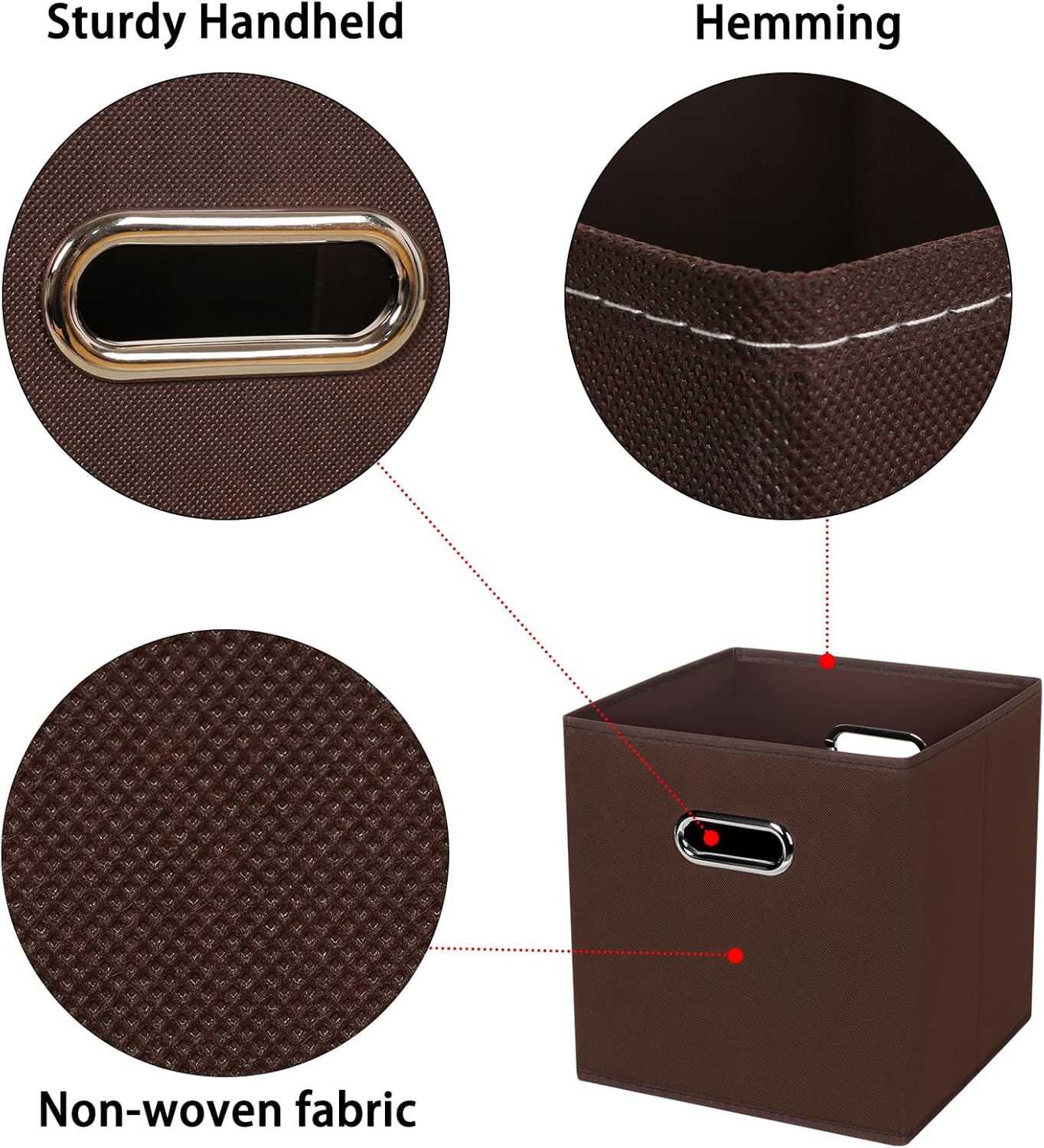 Skiennix Foldable Storage Cubes - Fabric Organizer Bins with Dual Handles for Home | Coffee Color
