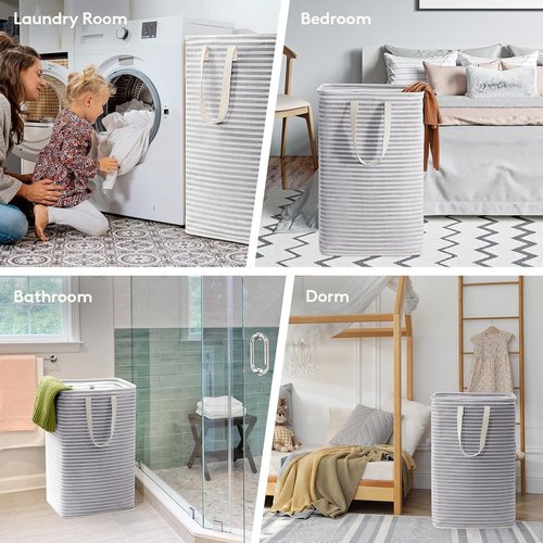 Lifewit Collapsible Laundry Basket - 80L Waterproof Hamper with Reinforced Handles | Grey