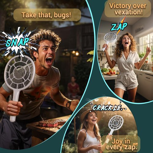 Gold Zone Electric Fly Swatter - Powerful Bug Zapper Racket with 3 mm Mesh | Lightweight, Battery Powered for Indoor & Outdoor Use