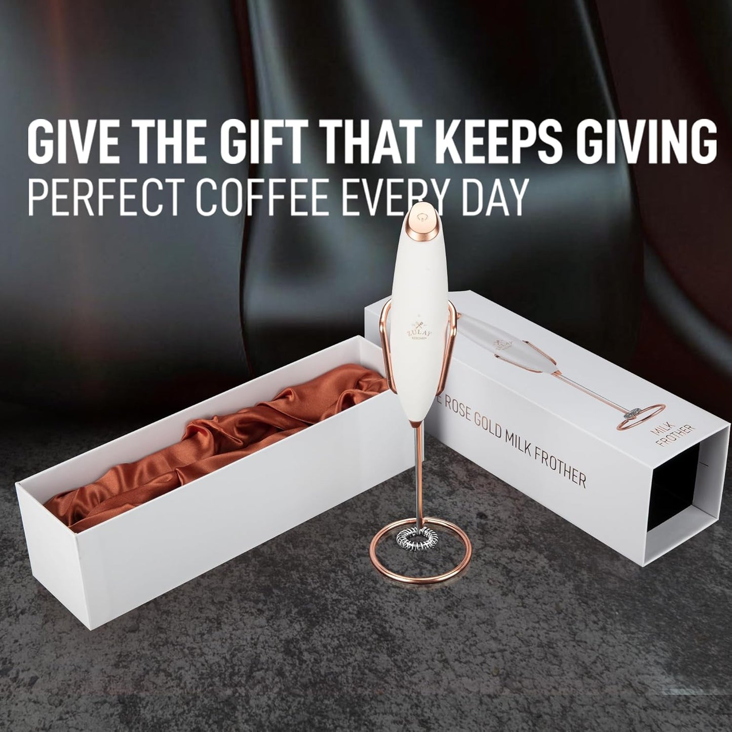 Zulay Kitchen Luxury Milk Frother - Handheld Electric Foam Maker with 4 Duracell Batteries | Perfect for Coffee, Lattes & Hot Chocolate