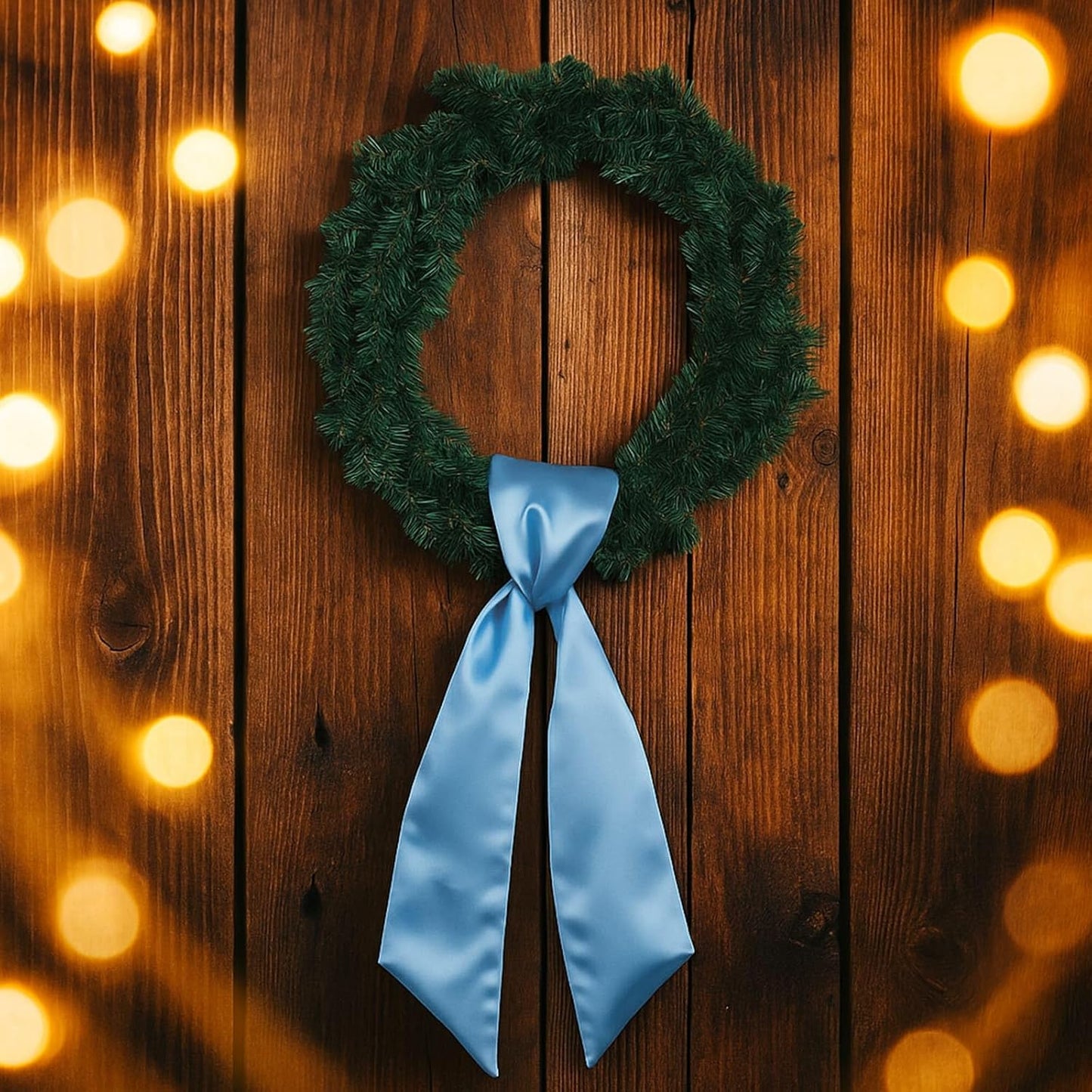 Skiennix Wreath Sash - Blue Satin Ribbon for Front Door | 4.5" x 56" - Perfect for Holiday Decor