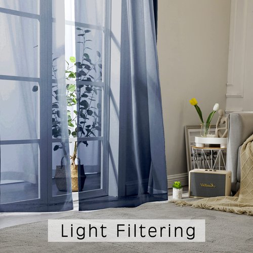 OWENIE Voile Sheer Window Curtains 144 inch Extra Long, Elegant and Airy Drapes Translucent Window Treatments for Living Room/Bedroom, White, 2 Panels=84" Wide