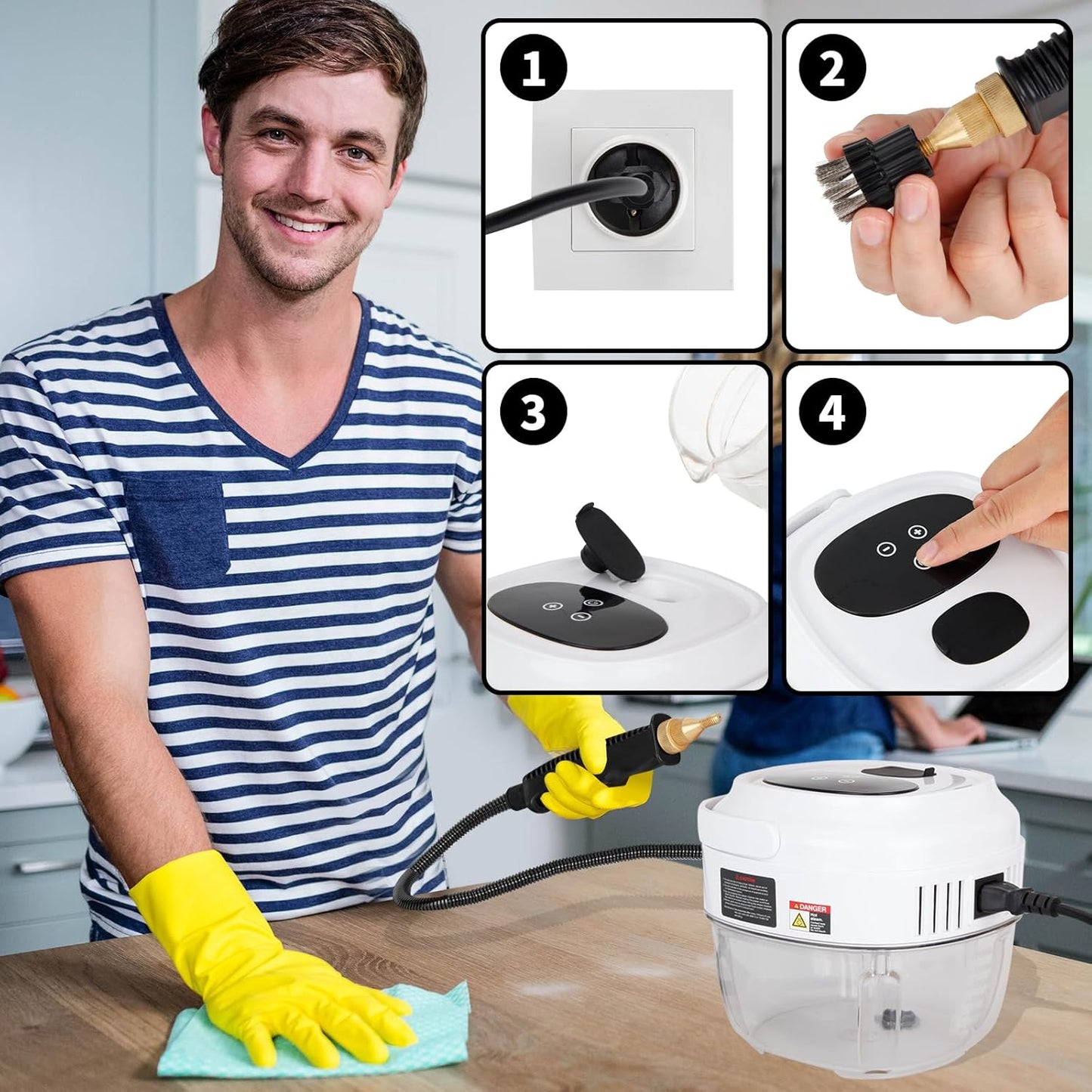 Skiennix Steam Cleaner - Handheld 6-Level Steamer with 10s Heat-Up & 1.5L Tank for Home & Car Detailing