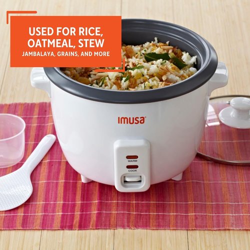 IMUSA USA Electric Nonstick Rice Cooker - 8-Cup Uncooked | 16-Cup Cooked Capacity, White