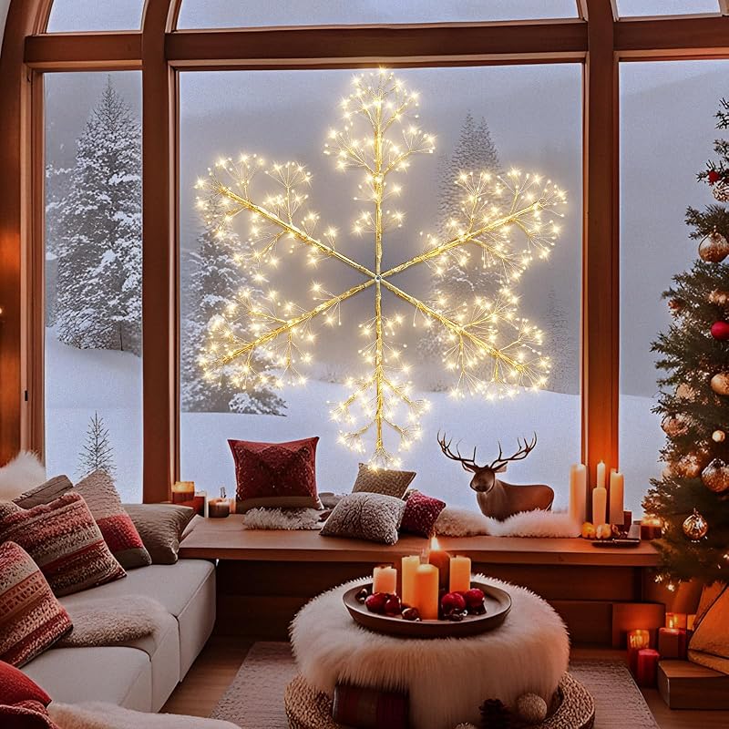 35 Inch LED Snowflake Light with 8 Modes & Timer - Outdoor Christmas Decor