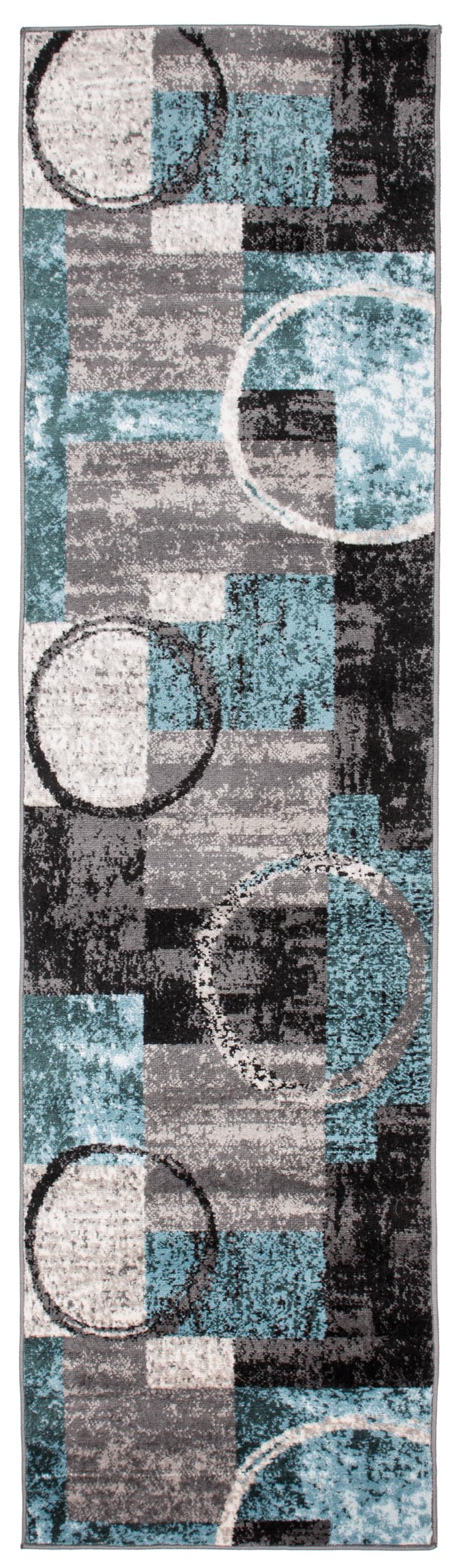 Rugshop Contemporary Abstract Circle Design Soft Runner Rug 2'7" x 10' Gray