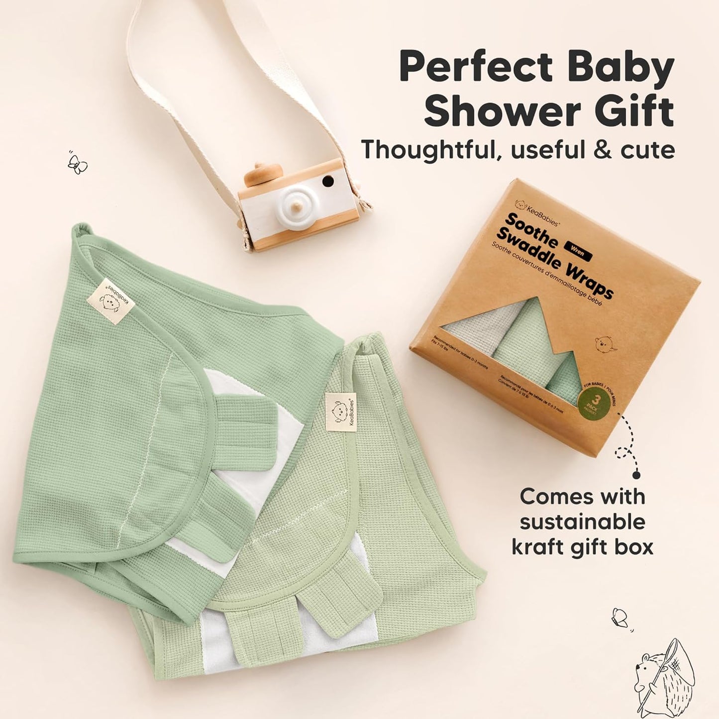 Willow Organic Swaddle Wraps - 3-Pack Baby Sleep Sacks for Newborns 0-3 Months, Soft & Snug Design