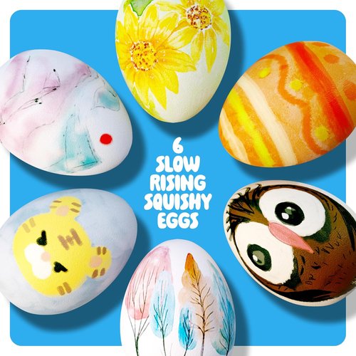 Dan&Darci Easter Egg Squishy Painting Kit - Fun Arts & Crafts for Kids - Decorate 6 Slow Rising Squishies | Perfect Gift for Ages 6-10