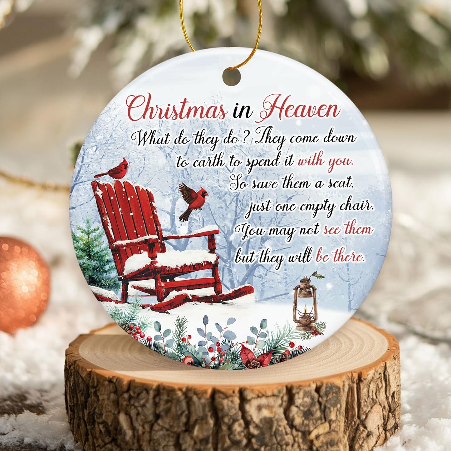 ZAGKOO Christmas In Heaven Cardinal Ornament - Memorial Gift for Loved Ones - Red Sympathy Decoration