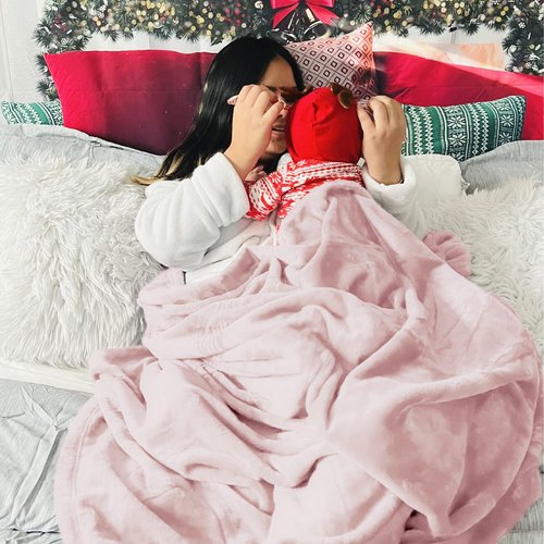 Bedsure GentleSoft Pink Fleece Blanket - 300GSM Soft Lightweight Plush Cozy Blankets for Bed, Sofa, Couch, Travel, Camping, 50x70 inches
