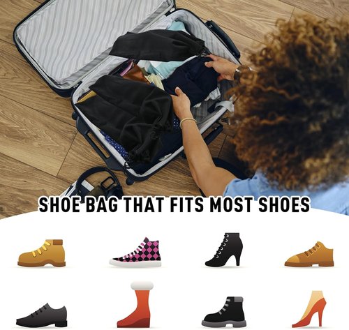 GONGKANGYUAN Shoe Bags - 4 Pack Flannel Travel Pouches with Drawstring for Men & Women