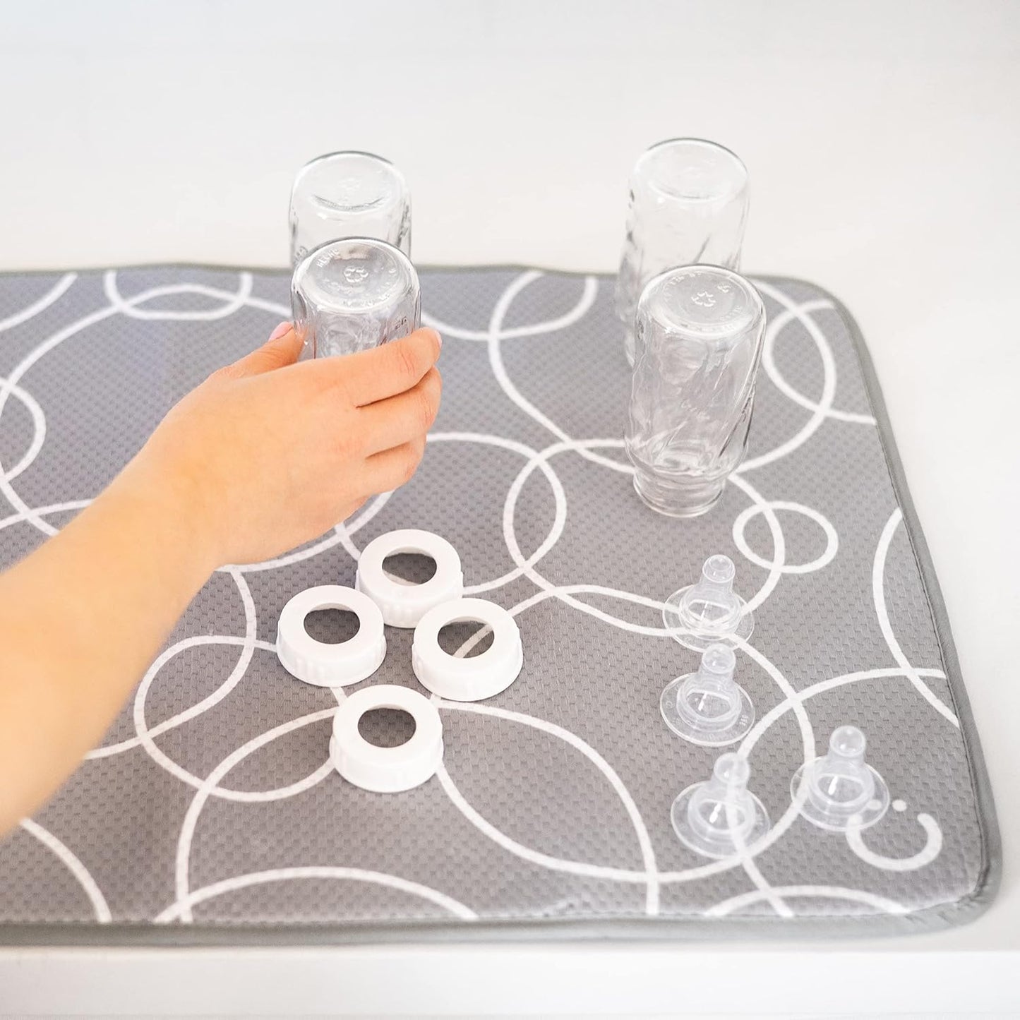 Ubbi Microfiber Dish Drying Mat - Baby Bottle & Kitchen Counter Mat Set | Pack of 2