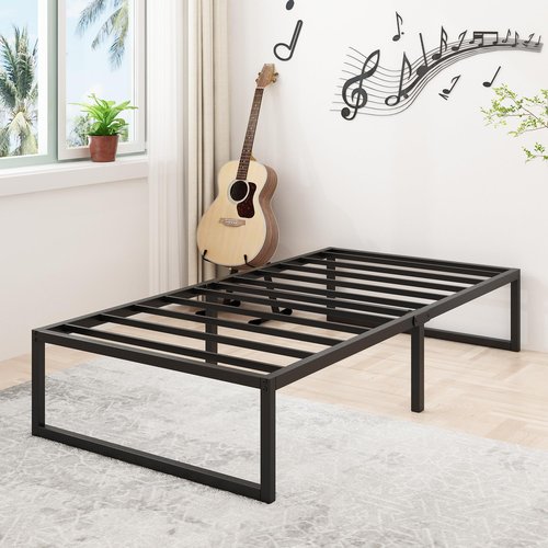 Lutown-Teen 14 Inch Twin Bed Frames Heavy Duty Metal Twin Size Platform Bed Frame No Box Spring Needed, Noise Free, Easy Assembly, Black