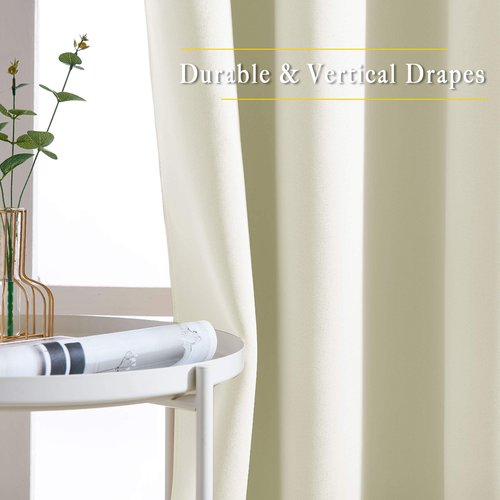 NICETOWN Short Window Curtains 45" L - Grommet Sunlight Reducing Solid Vertical Curtains and Drapes for Cafe & Home Office, Beige, 52" Wide Per Panel, Sold by 2 Panels