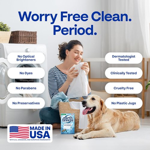 Earth Breeze Laundry Detergent Sheets - Fresh Scent, Eco-Friendly & Travel-Friendly - 60 Loads, 30 Ct