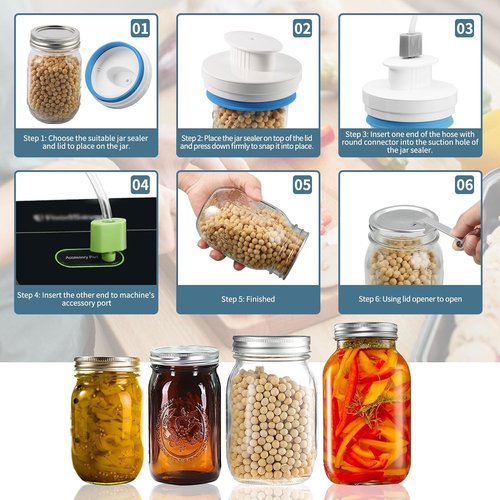 Mason Jar Canning Sealer Kit - Upgraded Sealer Set for FoodSaver Vacuum Sealers | Fits Wide & Regular Mouth Jars (White)