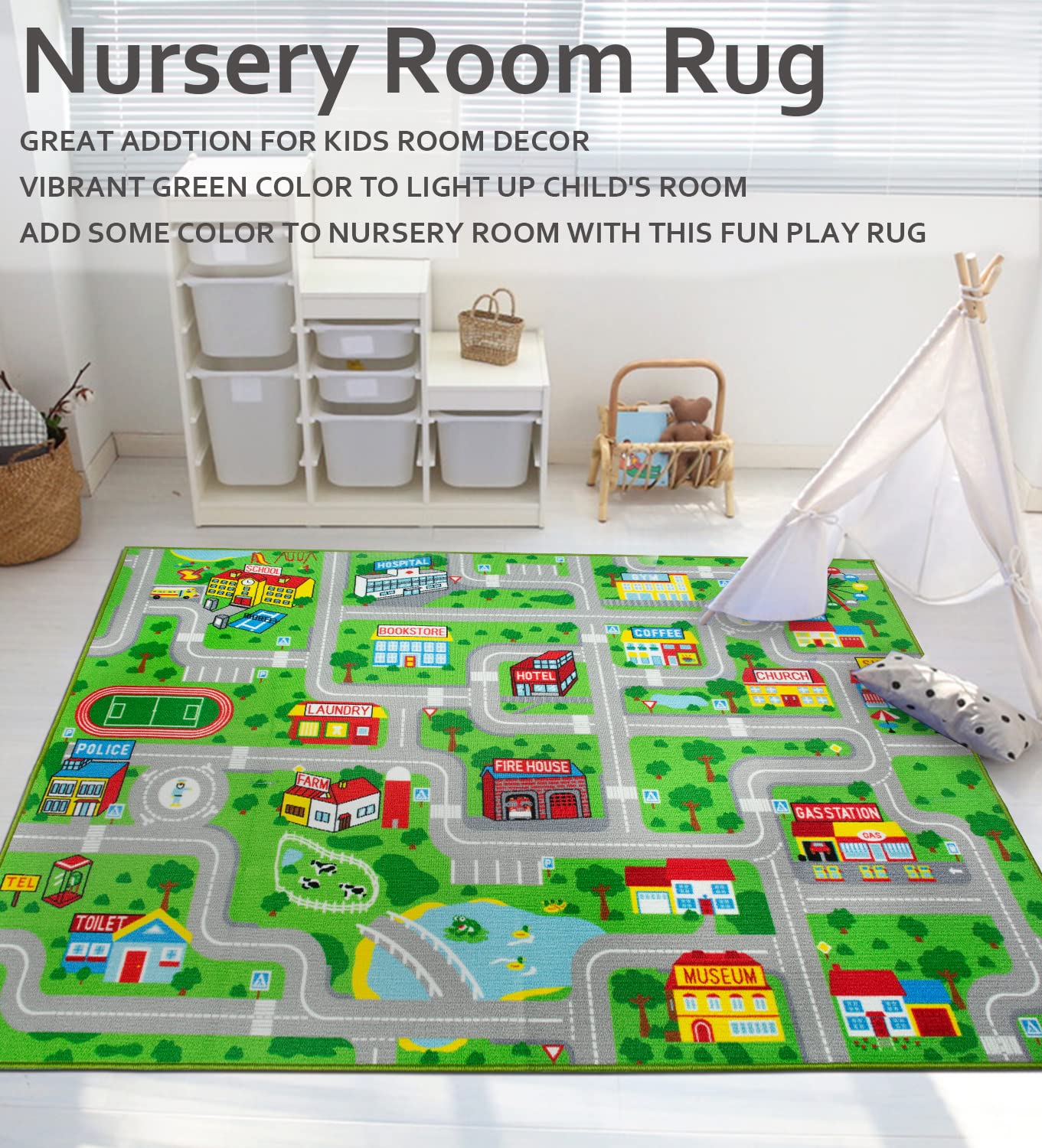 Yincimar Kids Carpet Playmat Car Play Rug City Life Traffic Road Kids Rug 5' x 6'6" Large Children Educational & Game Area Rug for Toddler Boys Bedroom Playroom Classroom