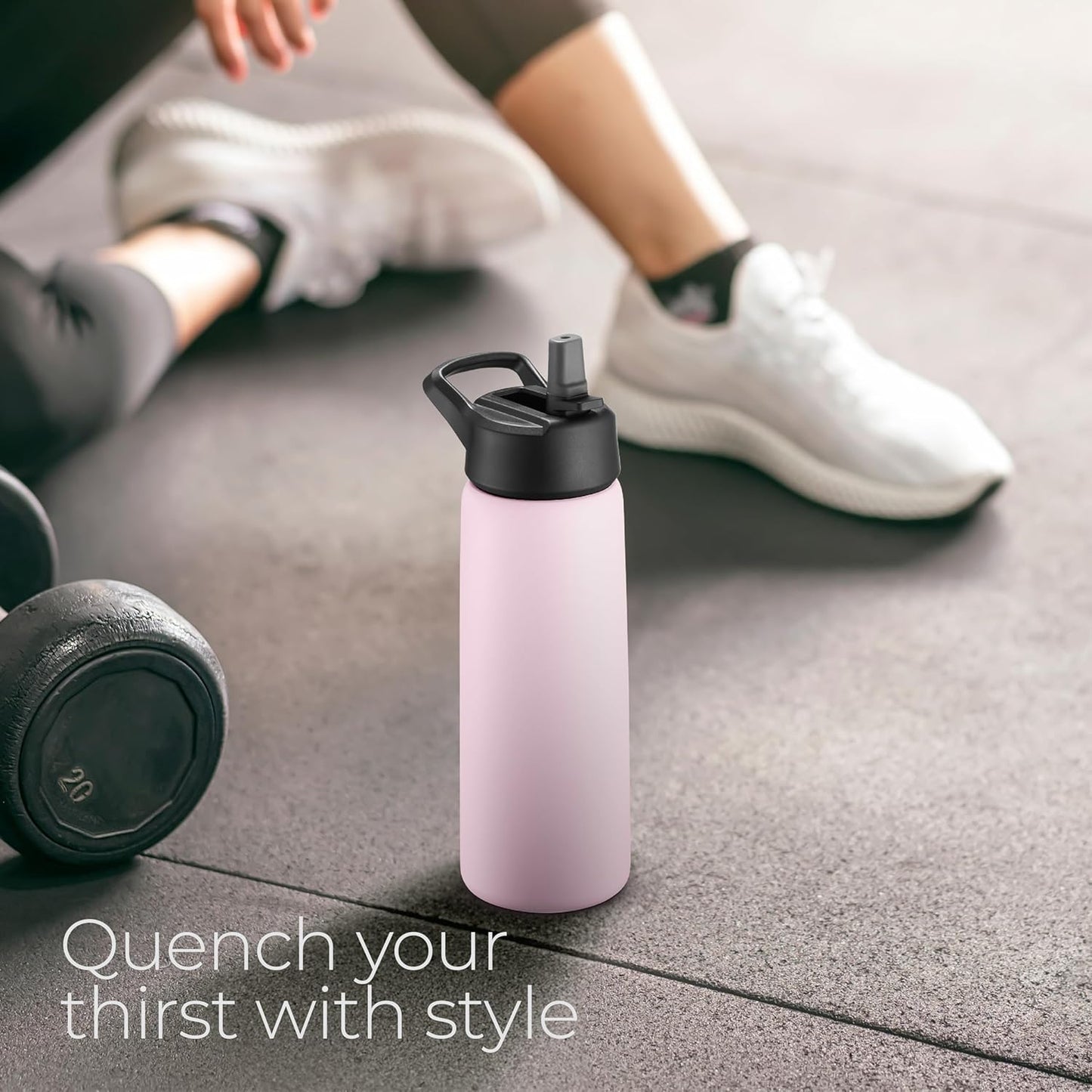 SIPX™ Insulated Water Bottle - 25 oz Leakproof Stainless Steel, Triple Insulated - Cold 24H/Hot 12H - Light Pink