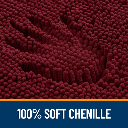 OLANLY Bathroom Rugs 36x24, Extra Soft Absorbent Chenille Bath Rugs, Rubber Backing Quick Dry, Machine Washable Bath Mats for Bathroom Floor, Tub and Shower, Home Decor Accessories, Burgundy