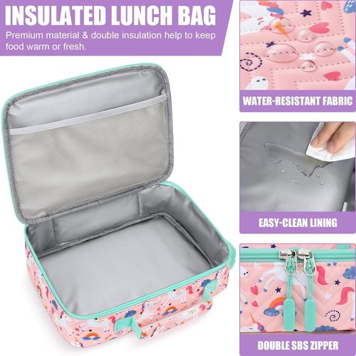 Fimibuke Kids Bento Lunch Box Set - 4 Compartments, Insulated Bag, Water Bottle & Utensils | Perfect Birthday Gift for Ages 3-12