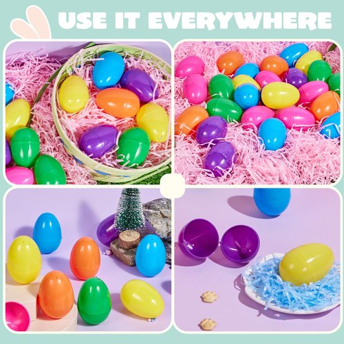 JOYIN 3.15" Easter Eggs, Large Fillable Plastic Eggs Empty Colorful Bright Eggshells with Hinge for Easter Hunt, Filling Treats, Party Favor, Basket Stuffers, Classroom Prize Supplies, 100PCS