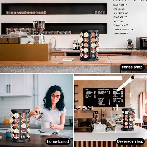 CEHNCEH K Cup Holder - 360-Degree Coffee Pod Carousel Organizer for 40 Keurig K-Cup Pods | Black