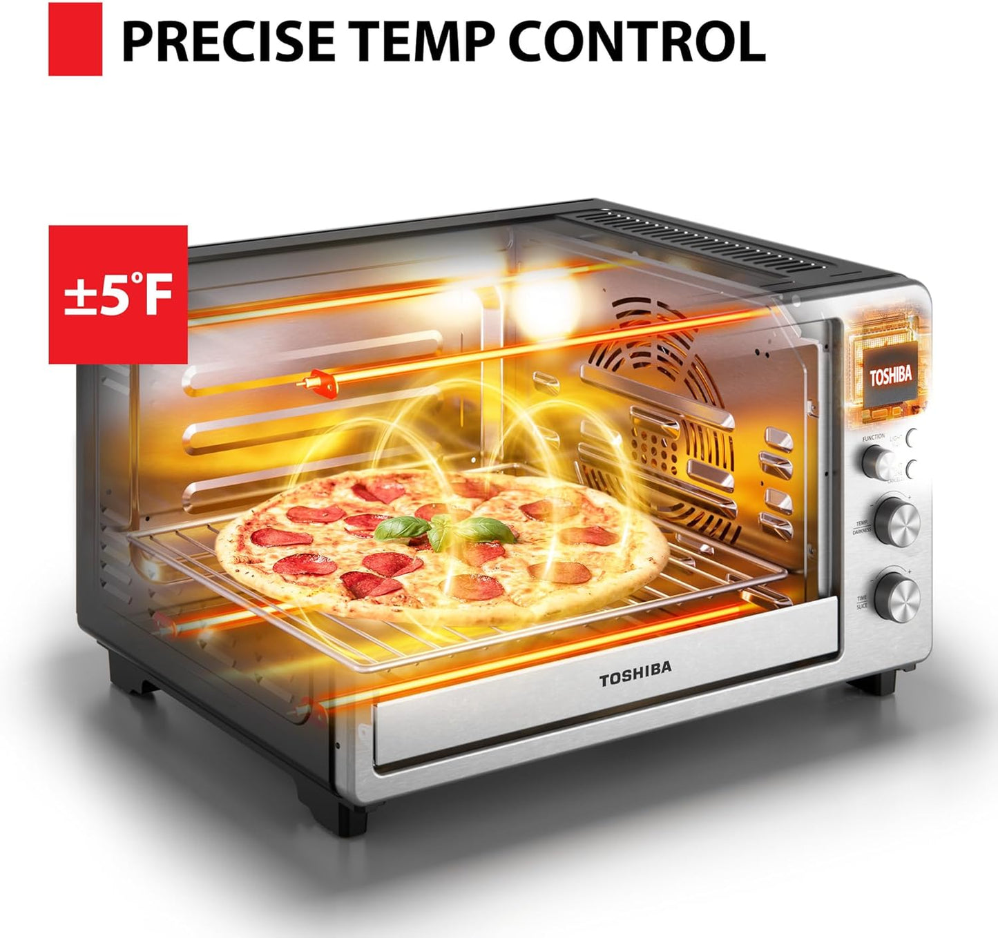 TOSHIBA ChefFry Air Fryer Toaster Oven - 26.4-Quart Capacity, Stainless Steel | Toast, Bake, Broil & Dehydrate