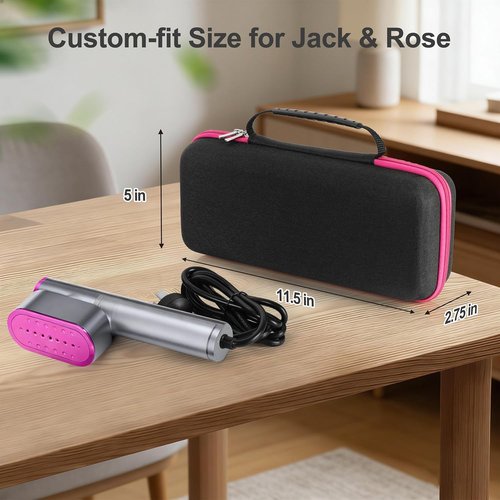 Jack & Rose Travel Steamer Case - Handheld Storage Organizer for Iron Accessories | Black
