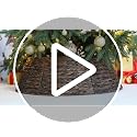 Brown 26-Inch Wicker Christmas Tree Collar Basket Cover Rustic Decor
