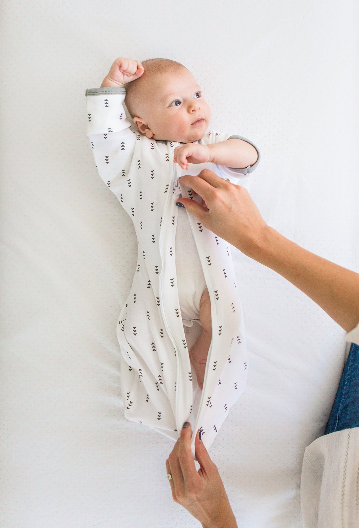 SwaddleDesigns Transitional Swaddle Sack, Arms Up Half-Length Sleeves & Mitten Cuffs, Swaddle for Newborn Transition to Baby Sleep Sack Wearable Blanket, Medium, 3-6 month, 14-21 lb, Tiny Hedgehogs