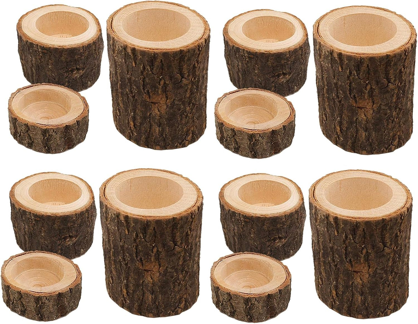 Regine Switzerland Wooden Tea Light Candle Holders - Personalized Vintage Votive Set of 12 for Rustic Centerpieces